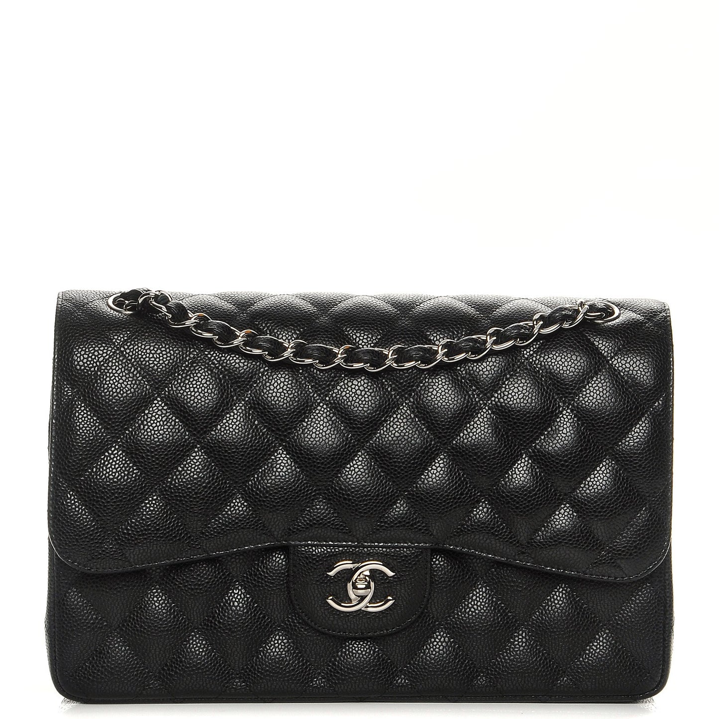 Caviar Quilted Jumbo Double Flap Black