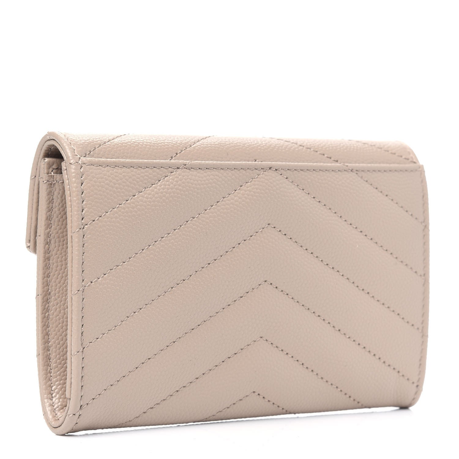 Saint Laurent Grain De Poudre Matelasse Chevron Small Monogram Envelope Wallet Nude Powder 2 of 4