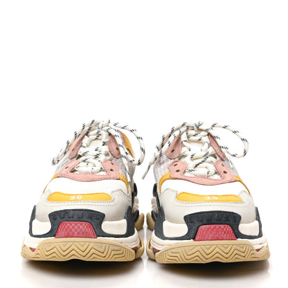 Balenciaga Mesh Nubuck Womens Triple S Sneakers 39 White Gris Jaune Rose 2 of 6