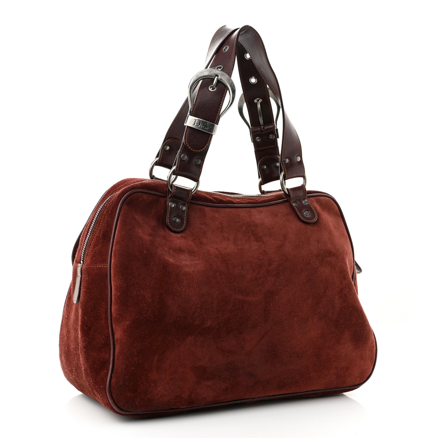 Christian Dior Suede Gaucho Double Saddle Bag Burgundy 3 of 10