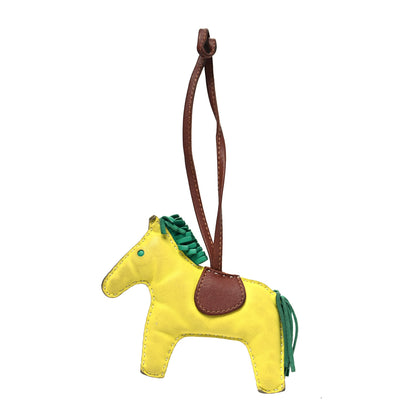 Hermes Milo Lambskin Grigri Rodeo Horse Bag Charm MM Lime Menthe Fauve 1 of 3