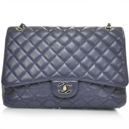 Chanel Caviar Maxi Flap Navy Blue SHW 1 of 9