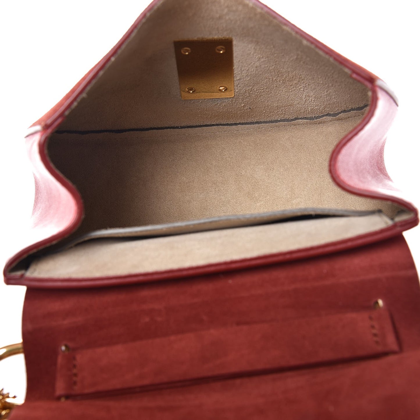 Lambskin Suede Calfskin Mini Drew Shoulder Bag Paprika Red