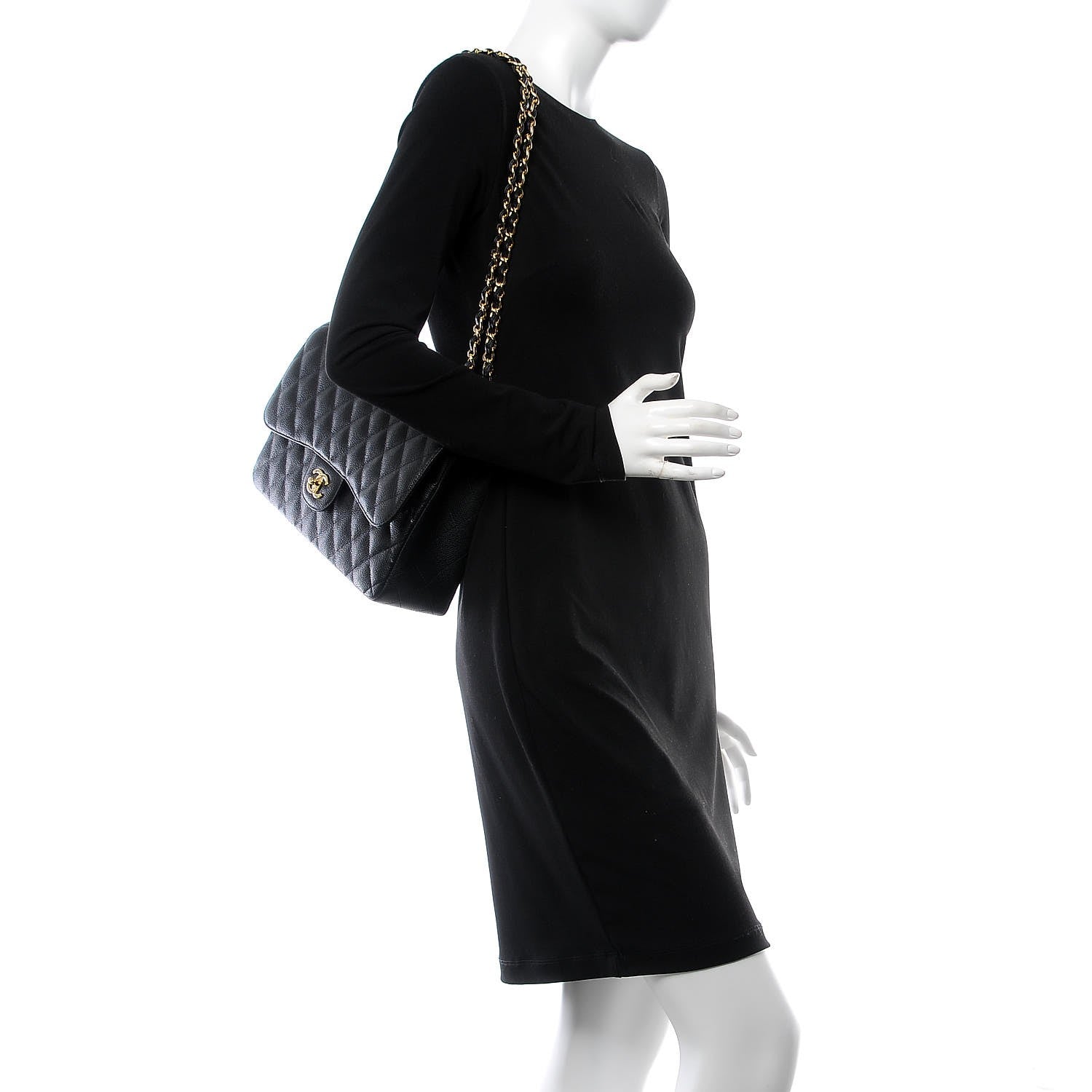 Chanel Caviar Quilted Jumbo Double Flap Black 3 of 9