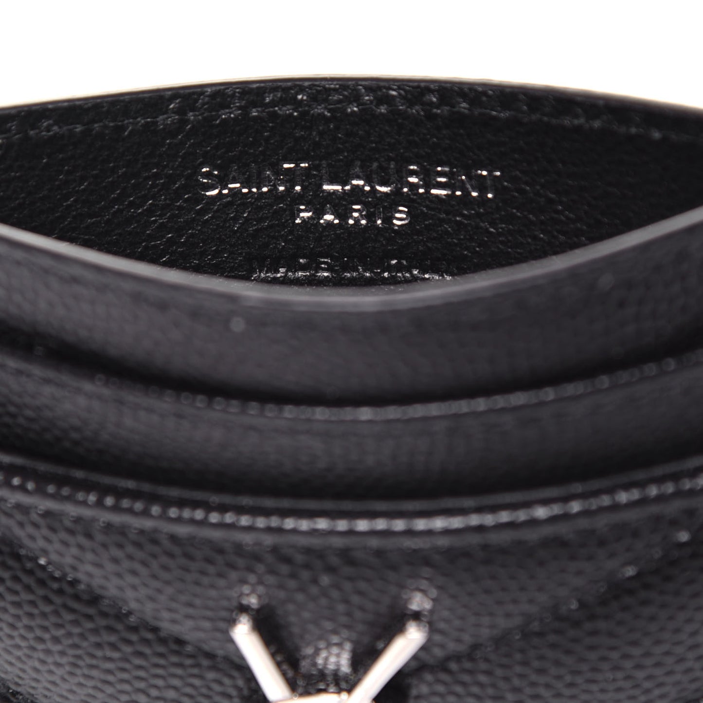 Grain De Poudre Matelasse Chevron Monogram Credit Card Case Black