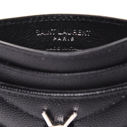 Saint Laurent Grain De Poudre Matelasse Chevron Monogram Credit Card Case Black 6 of 7