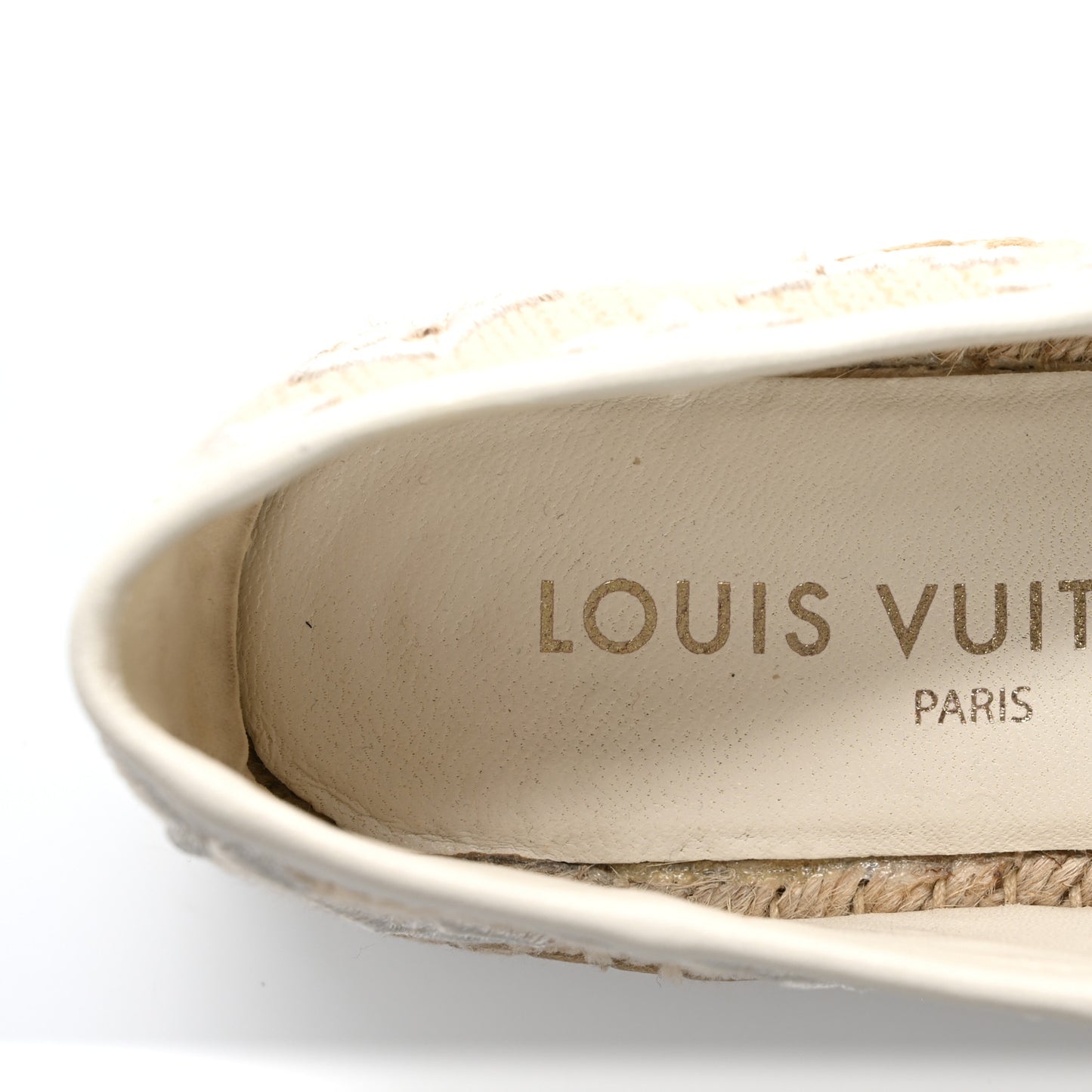Canvas Monogram Starboard Espadrille Flats 37 Beige White