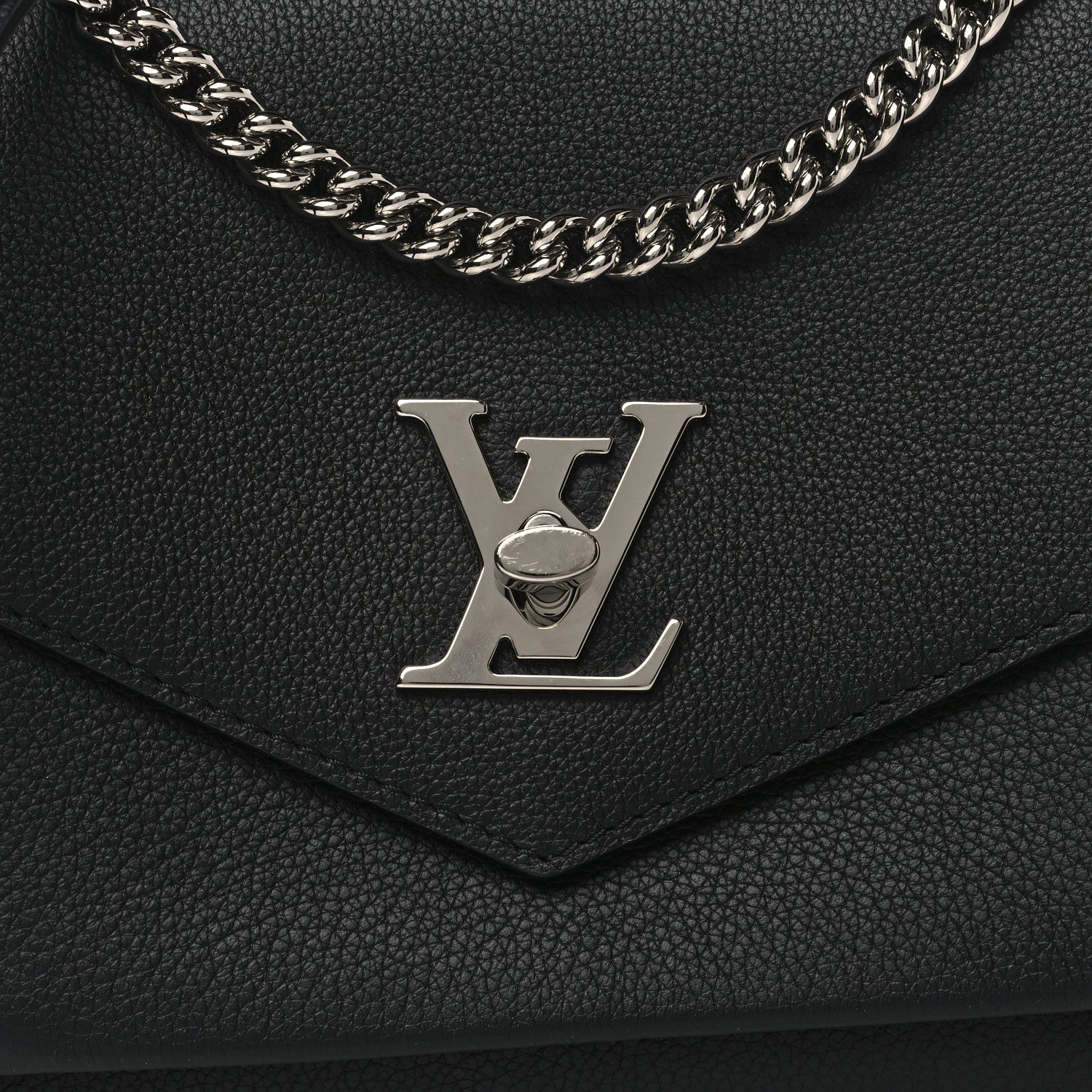 Louis Vuitton Soft Calfskin Mylockme Chain Bag BB Black 7 of 9