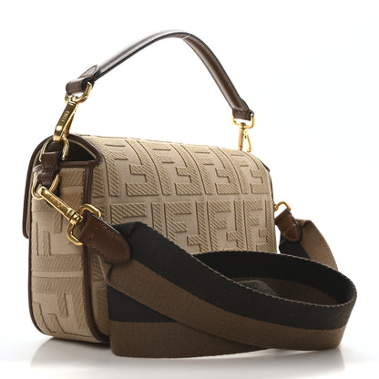 Fendi Sardinian Jacquard Vitello King FF 1974 Embroidered Baguette Corda Praline 3 of 10