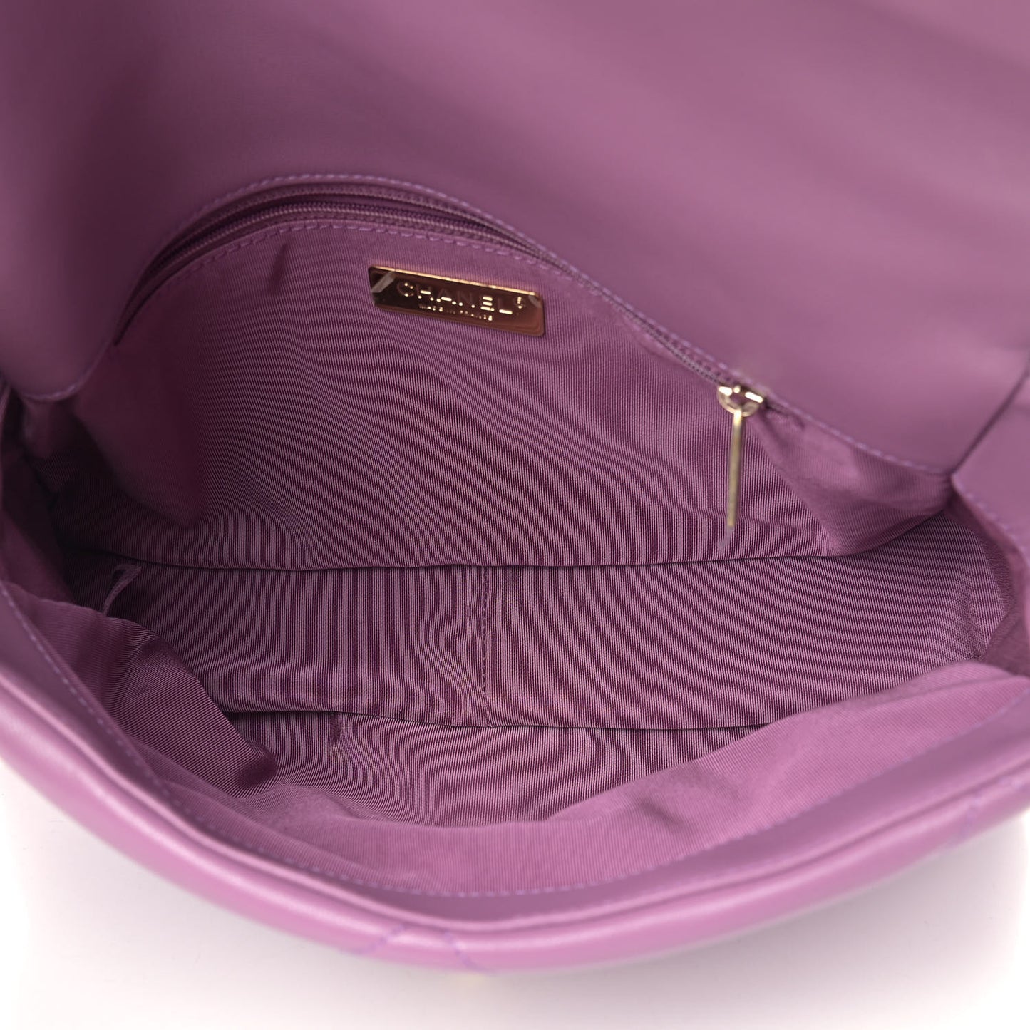 Goatskin Quilted Large Chanel 19 Flap Purple