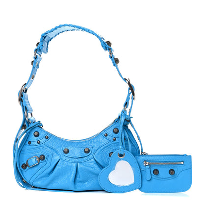 Balenciaga Agneau Arena Le Cagole Shoulder Bag XS Cyan 1 of 14