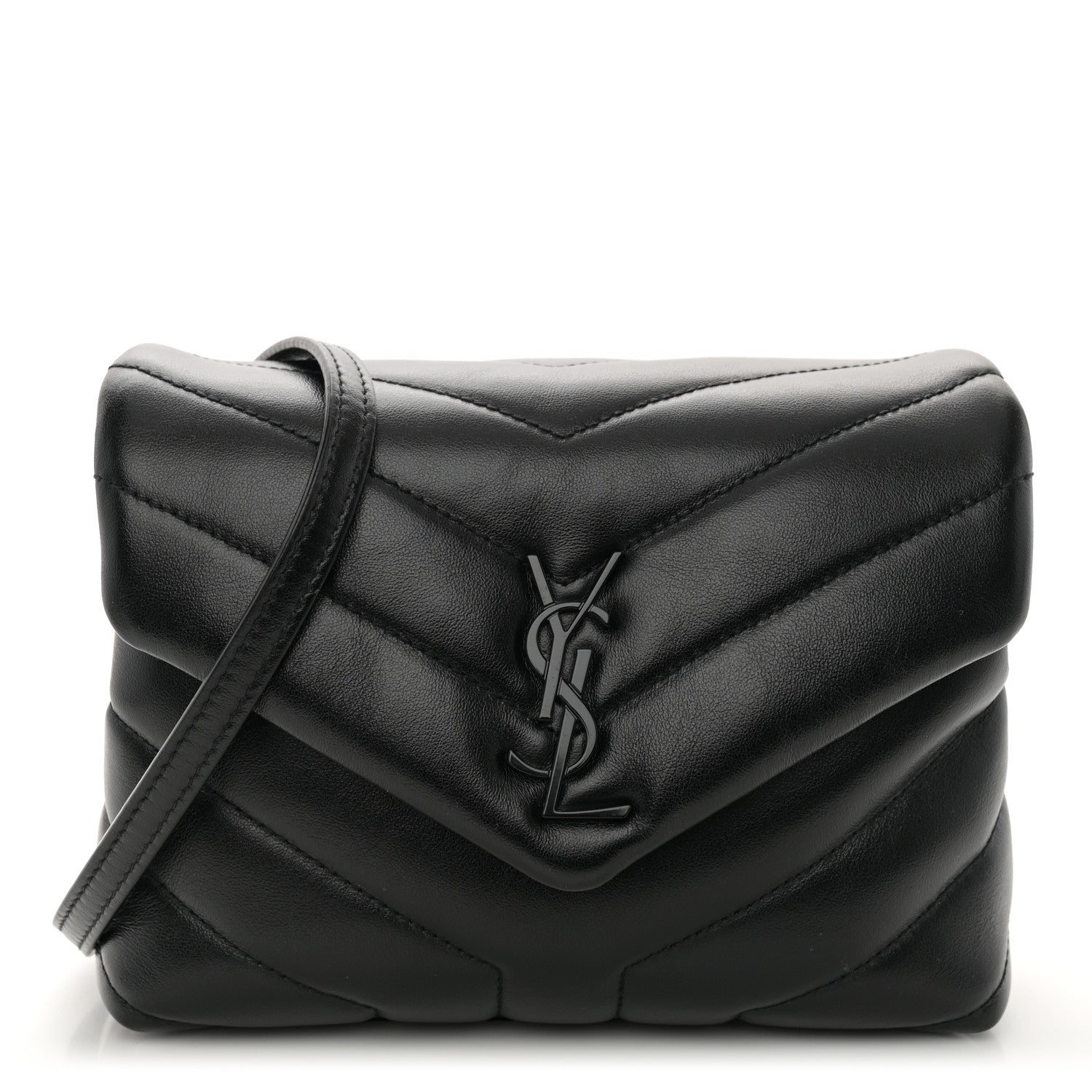 Saint Laurent Calfskin Y Quilted Monogram Monochrome Toy Loulou Crossbody Bag Black 1 of 10