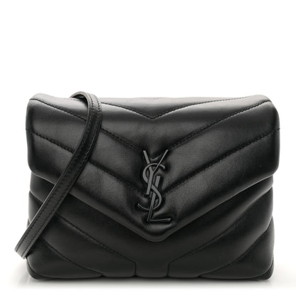 Saint Laurent Calfskin Y Quilted Monogram Monochrome Toy Loulou Crossbody Bag Black 1 of 10