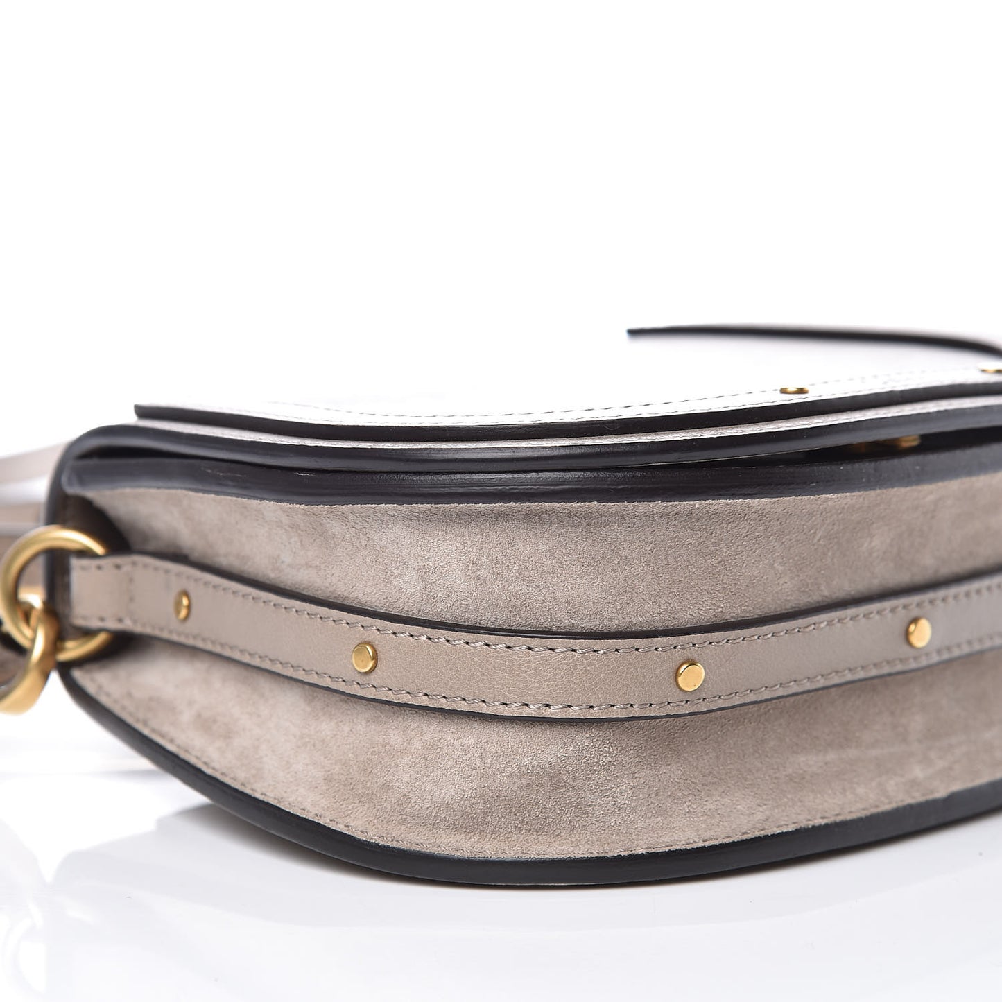 Calfskin Suede Small Nile Bracelet Bag Motty Grey