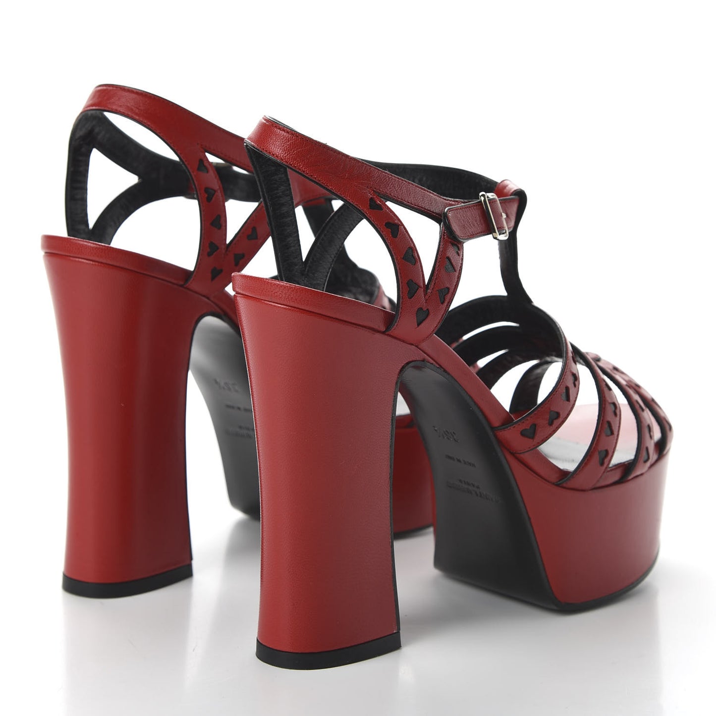 Calfskin Tripon Heart Platform Sandals 36.5 Red Black