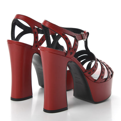 Saint Laurent Calfskin Tripon Heart Platform Sandals 36.5 Red Black 4 of 10