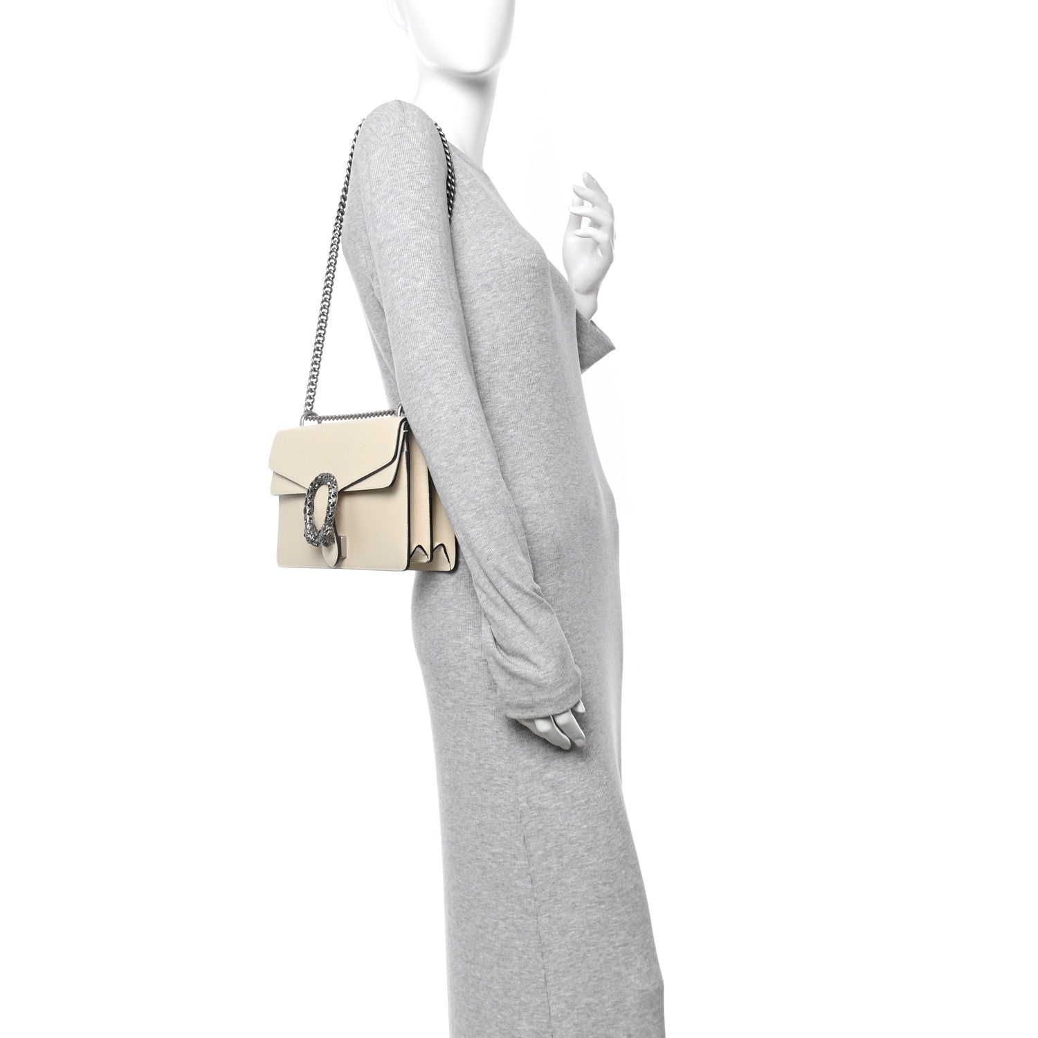 Gucci Textured Calfskin Crystal Small Dionysus Shoulder Bag Mystic White 2 of 10
