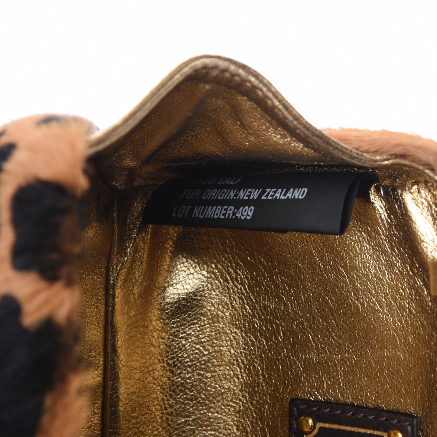 Calf Hair Leopard Print Chain Clutch Miele