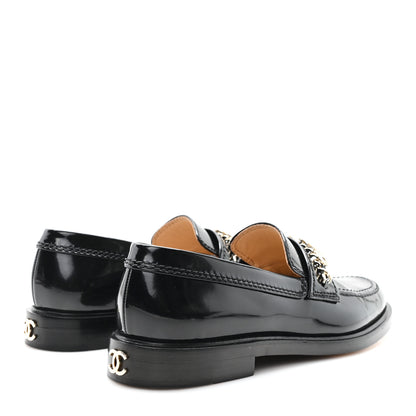 Chanel Velvet Metal CC Loafers 38 Black 5 of 10