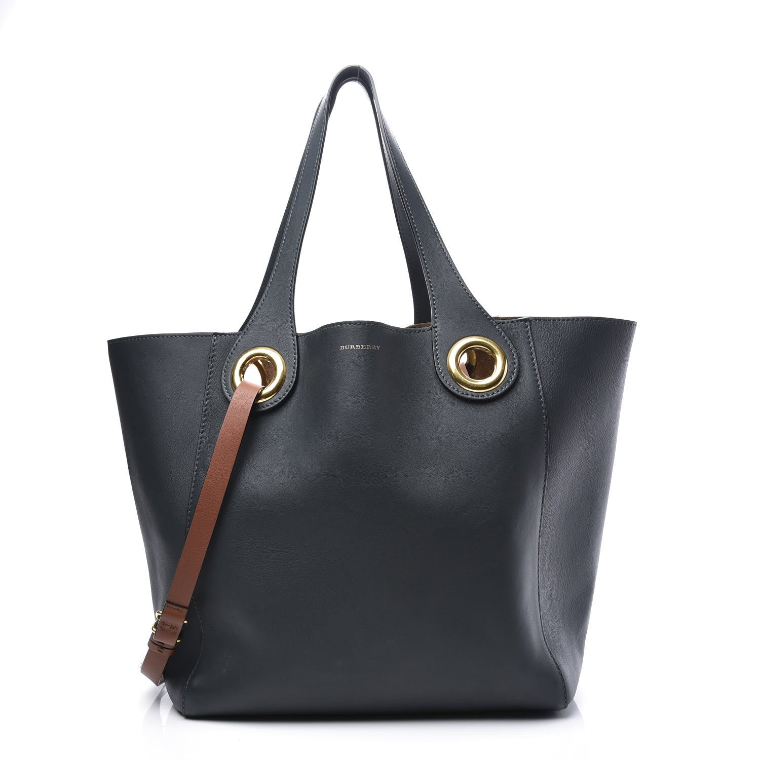 Burberry Calfskin Grommet Detail Tote Dark Emerald 2 of 14