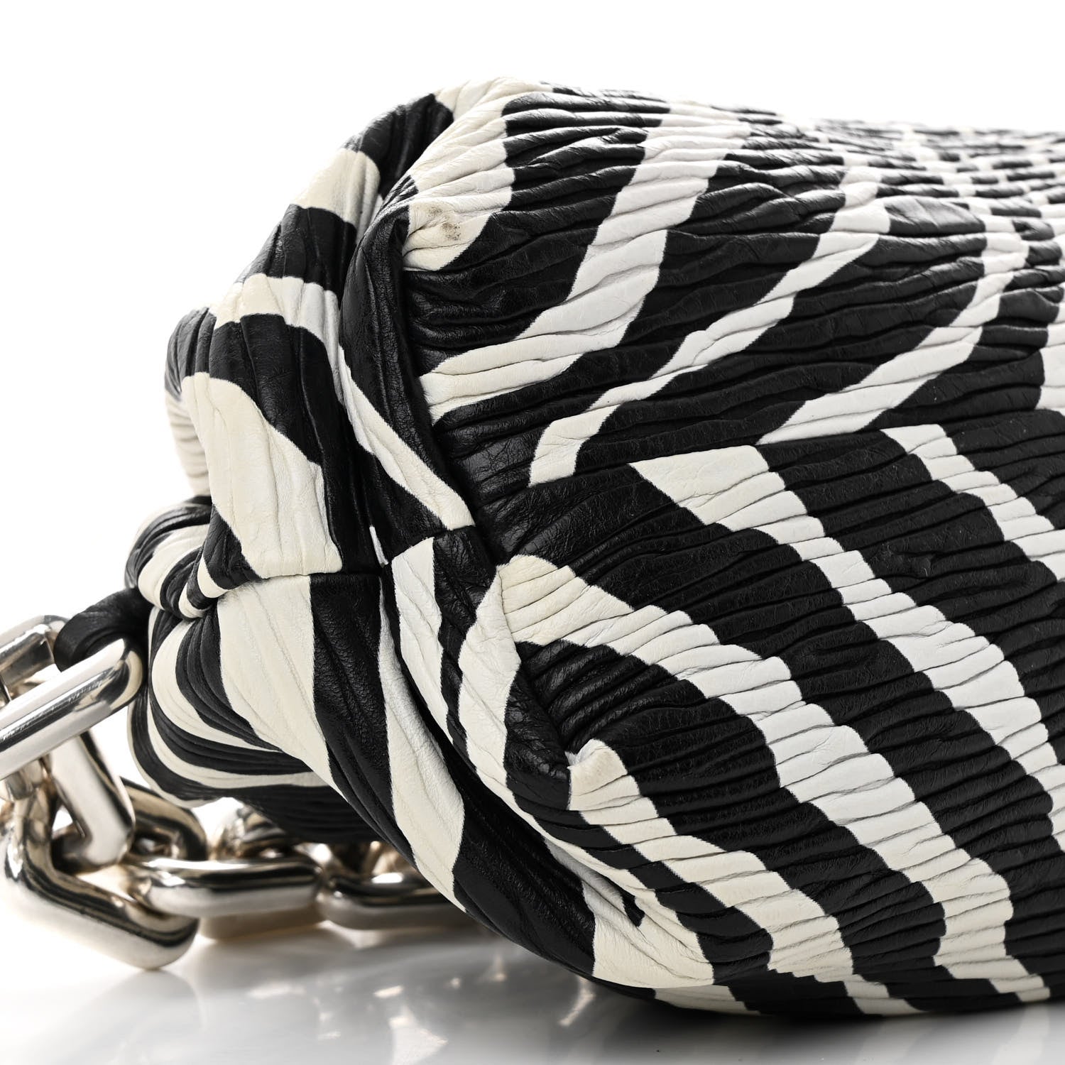 Bottega Veneta Nappa Zebra Print The Pouch Oversized Clutch White Black 9 of 10