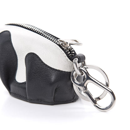 Loewe Calfskin Panda Coin Pouch Bag Charm Key Holder Black White 4 of 5
