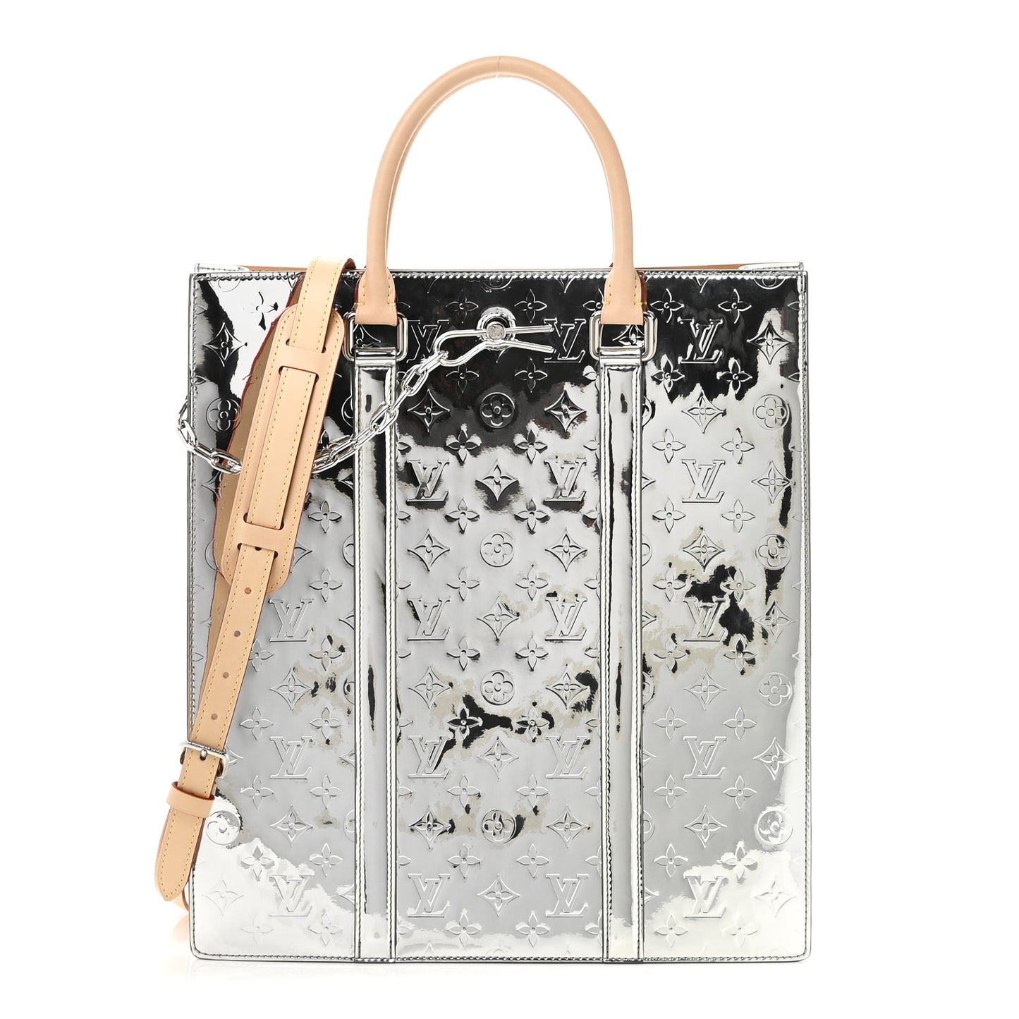 Monogram Mirror Sac Plat NM Silver