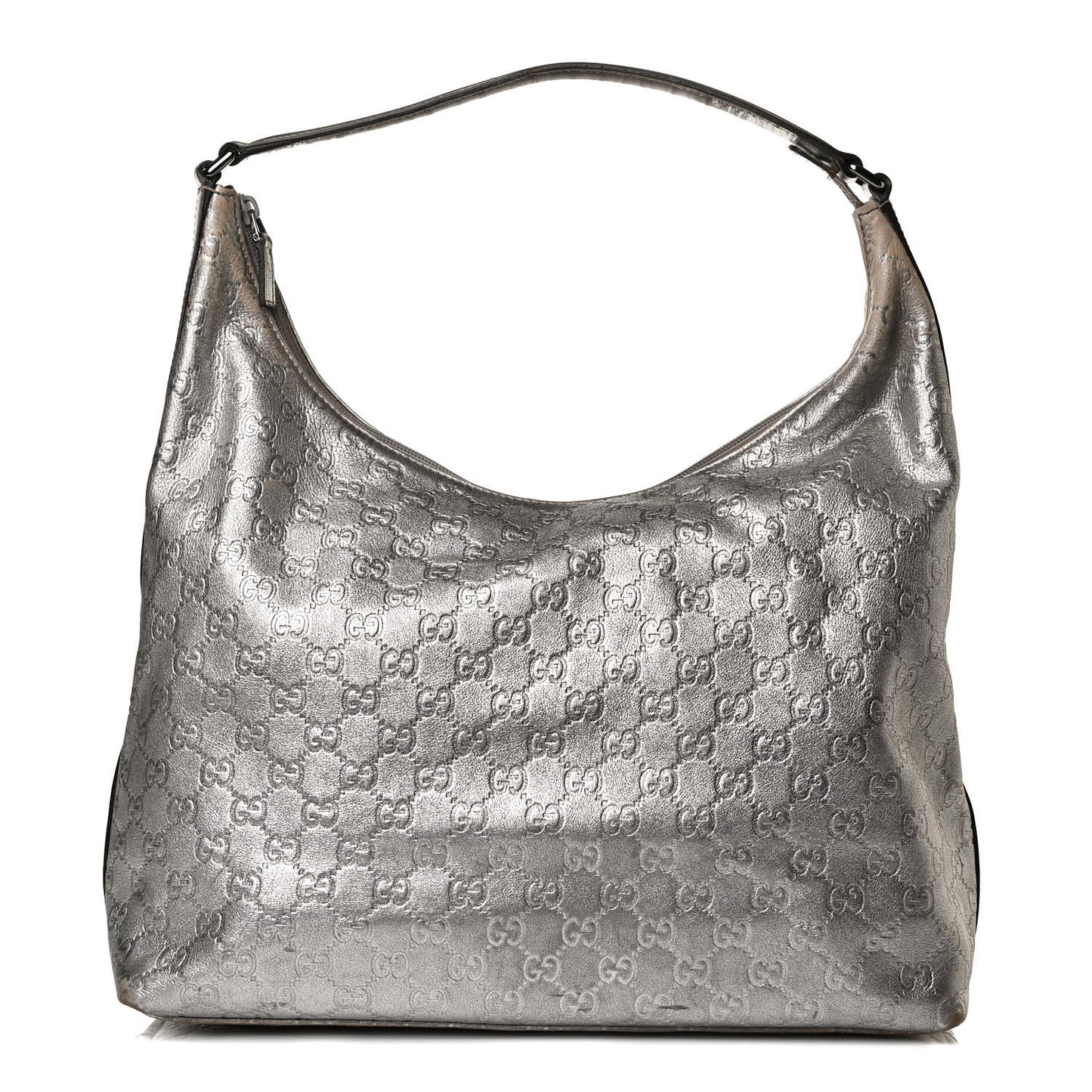 Metallic Guccissima Hobo Silver