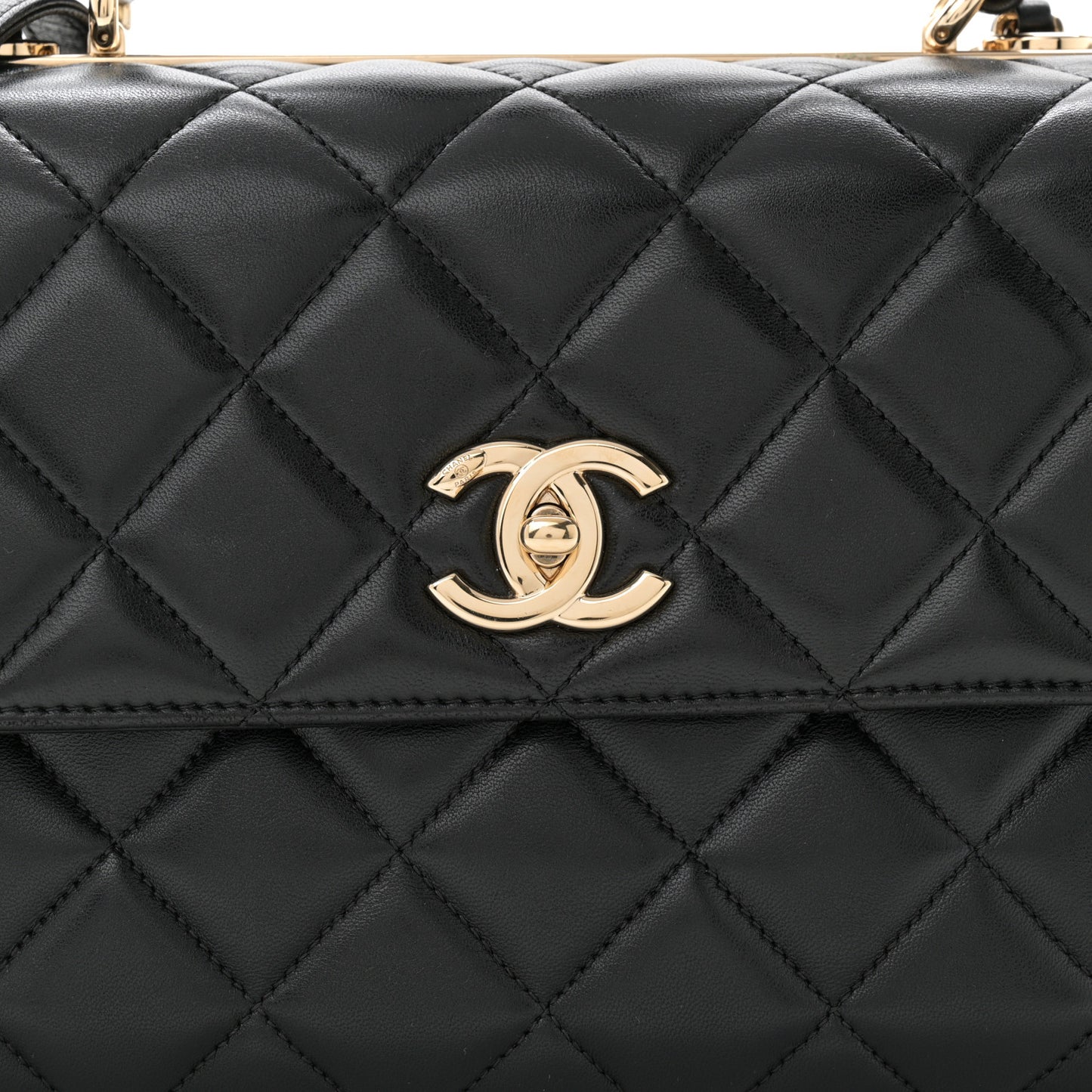 Lambskin Quilted Medium Trendy CC Flap Dual Handle Bag Black