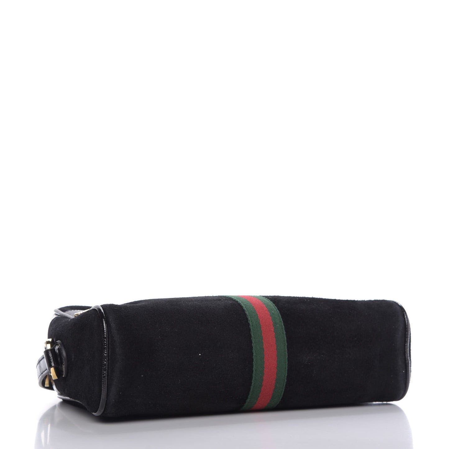 Suede Patent Web Small Ophidia Shoulder Bag Black