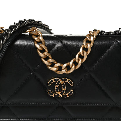 Chanel Goatskin Quilted Chanel 19 Wallet On Chain WOC Black 7 of 12
