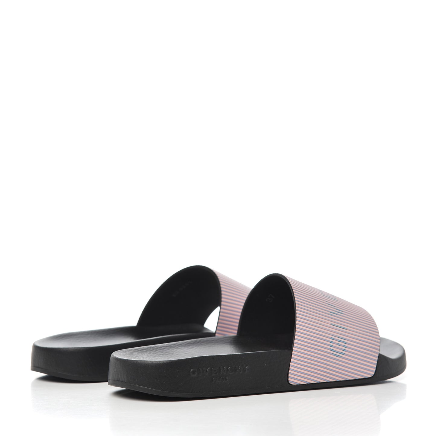 Metallic Calfskin Logo Womens Pool Slide Sandals 37 Light Pink