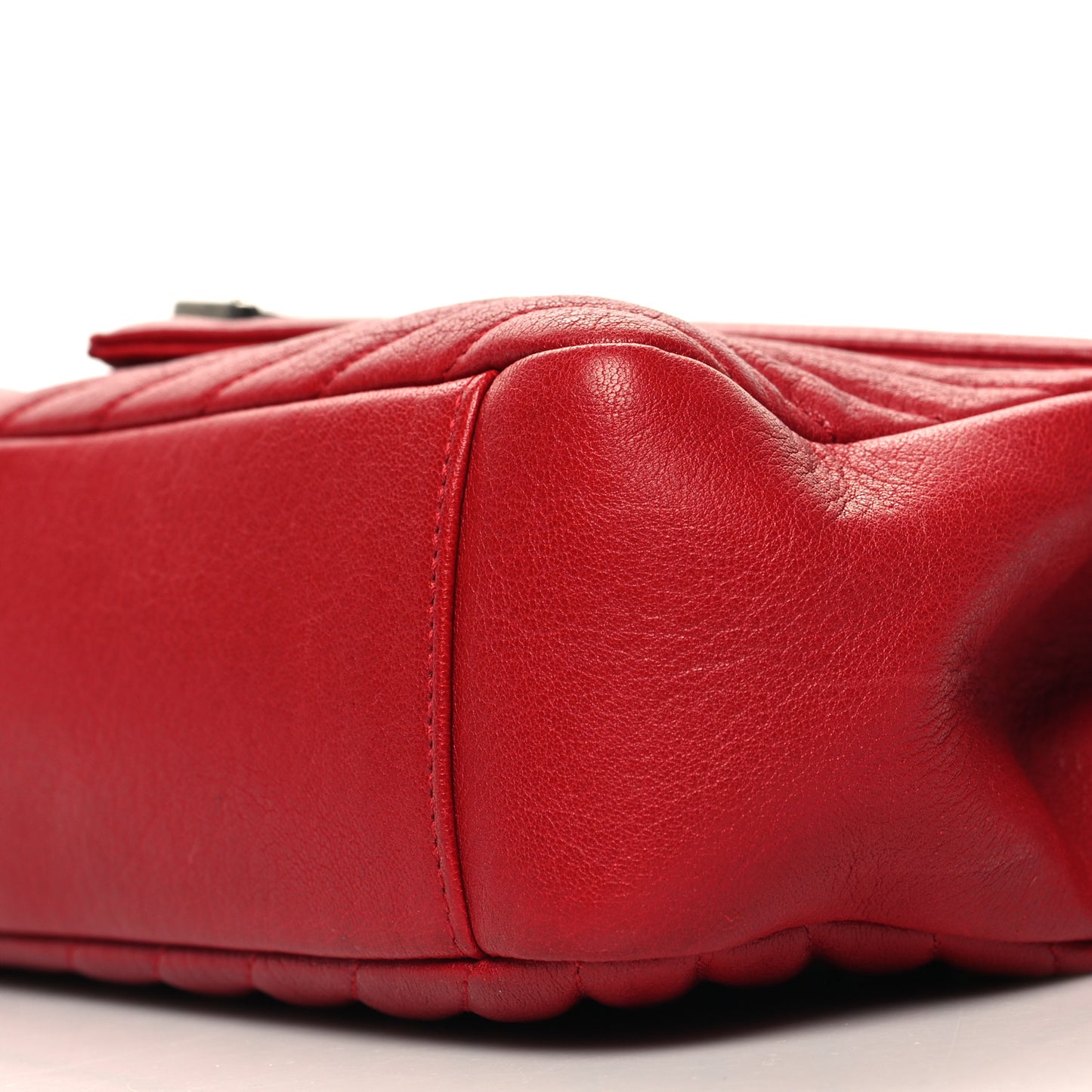 Sheepskin Matelasse Chevron Large College Monogram Satchel Rouge Eros
