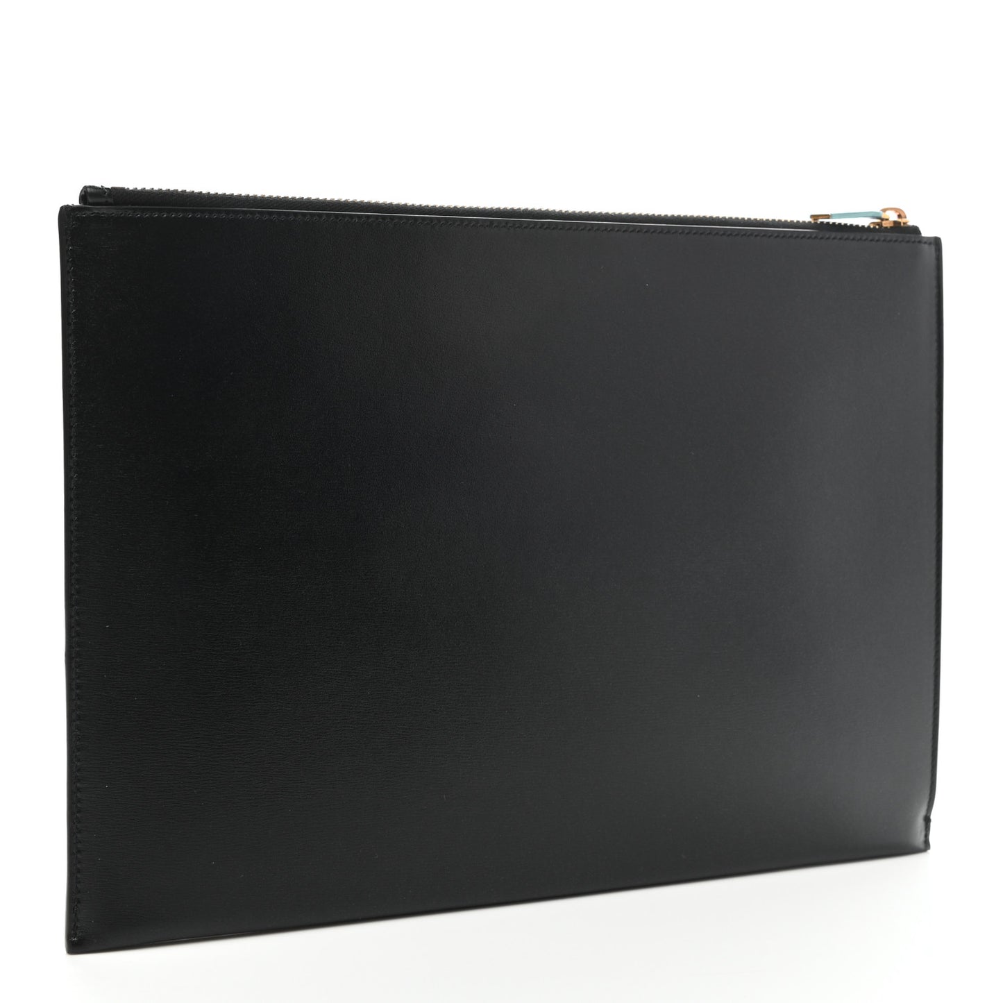 Shiny Calfskin Tiny Monogram Zipped Tablet Holder Black