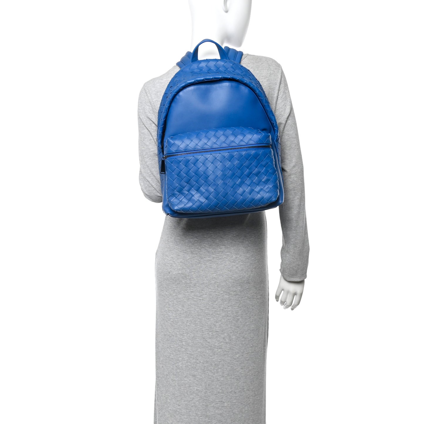 Smooth Calfskin Intrecciato Borsa Backpack Cobalt Blue
