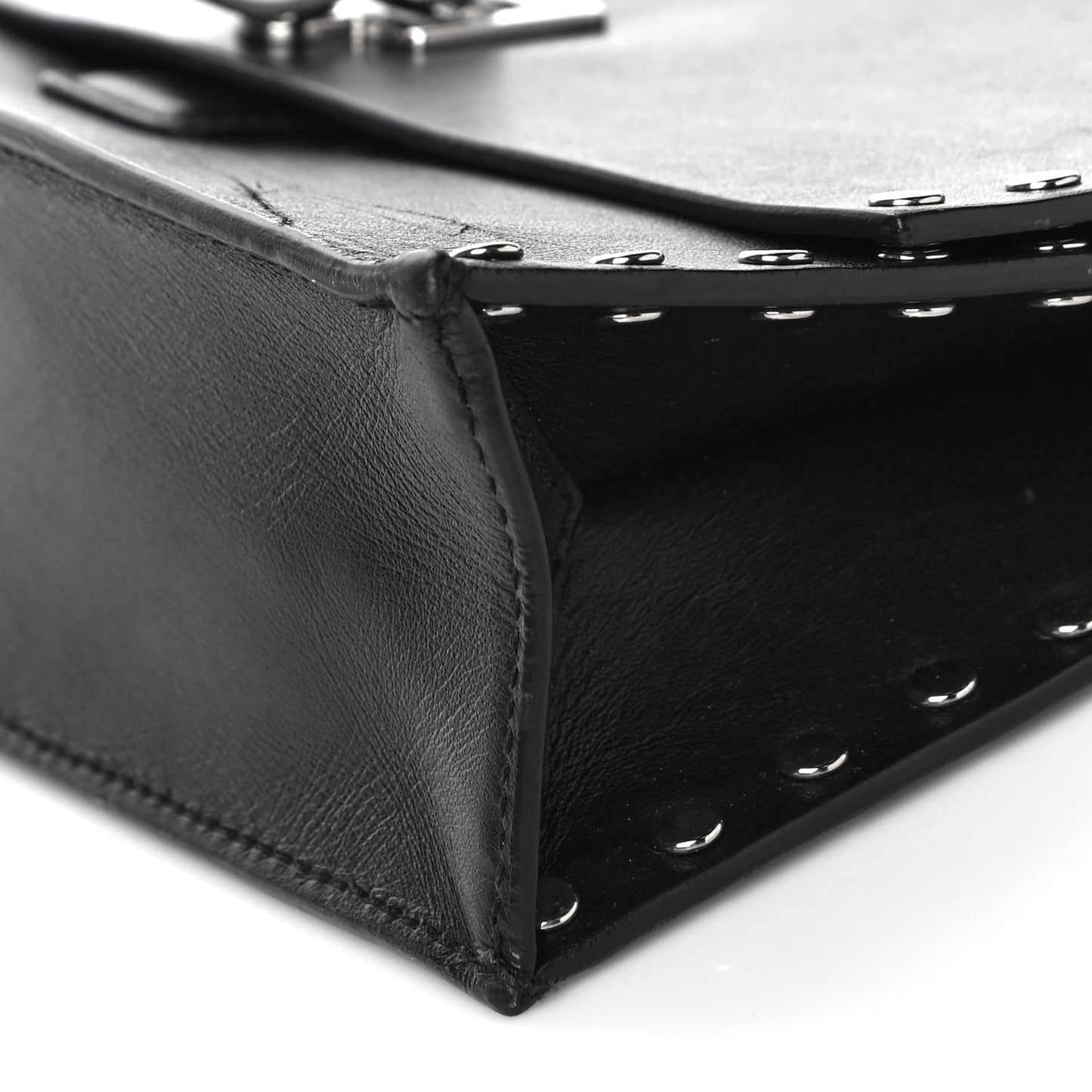 Calfskin Studded Small Lunch Bag Black