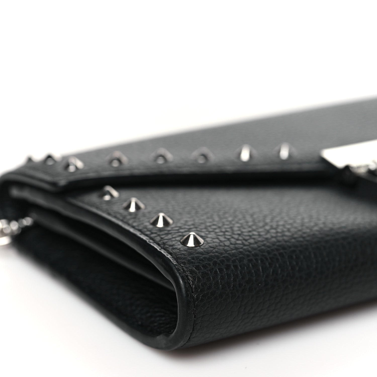 MCM Grained Calfskin Studded Large Patricia Wallet On Chain Black 9 of 11