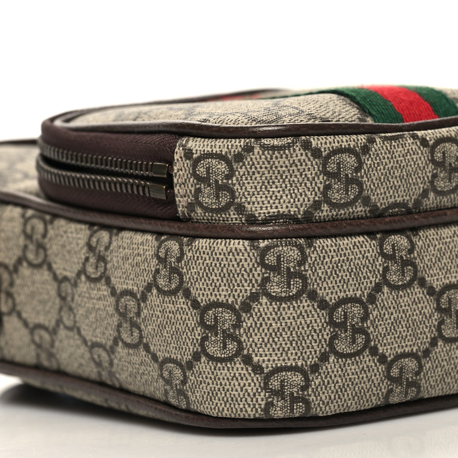 Gucci GG Supreme Monogram Web Mini Ophidia Double Zip Messenger Bag Beige New Acero 10 of 12