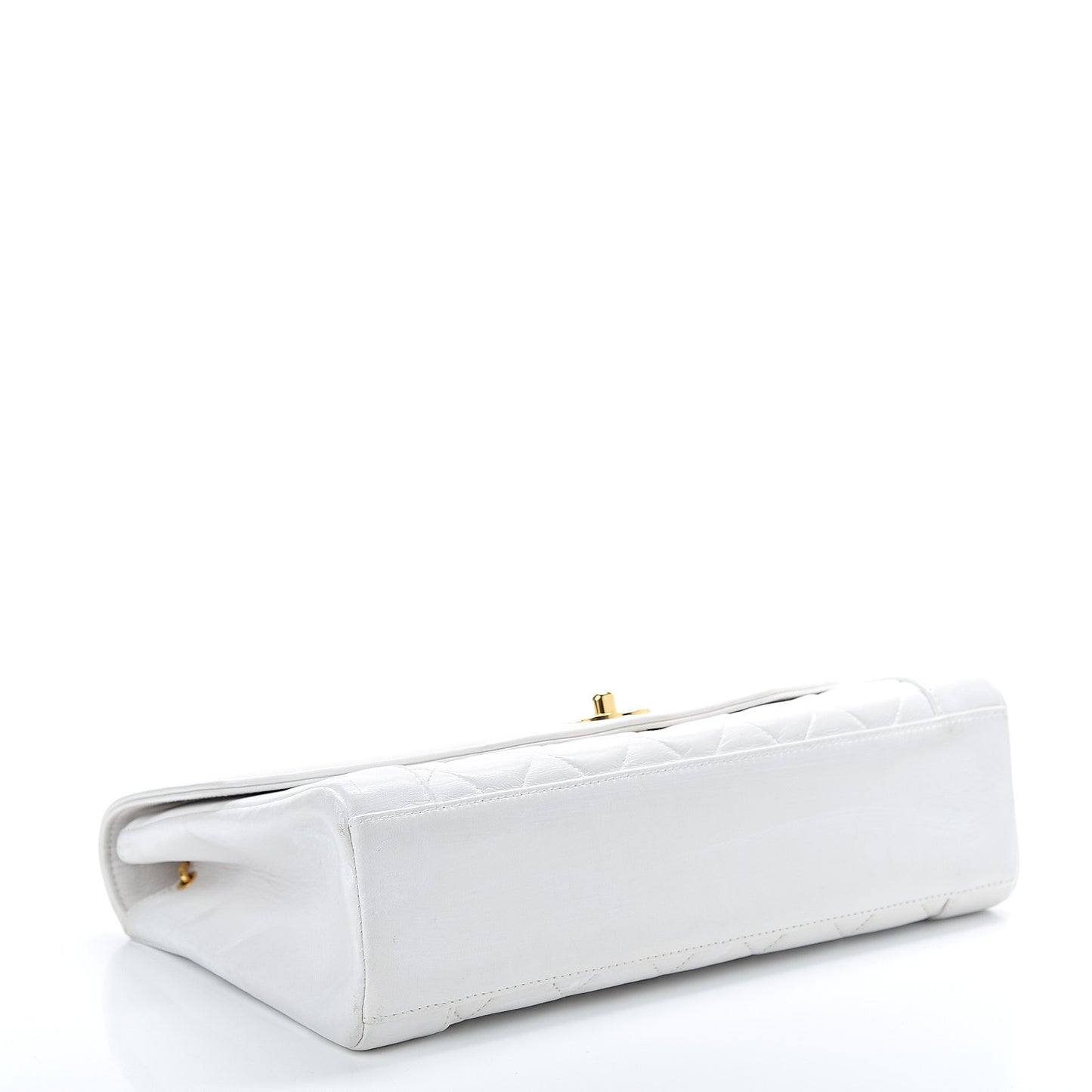 Lambskin Quilted Medium Single Flap White