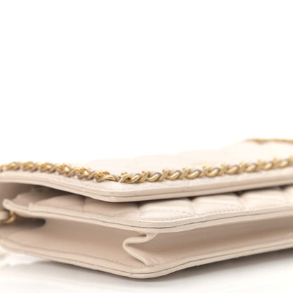 Chanel Lambskin Quilted Chain Around Wallet On Chain WOC Beige 11 of 12