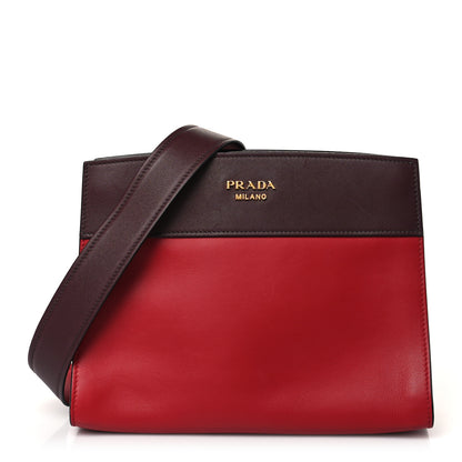 Prada City Calf Colorblock Bibliotheque Shoulder Bag Fucco Granat 1 of 9