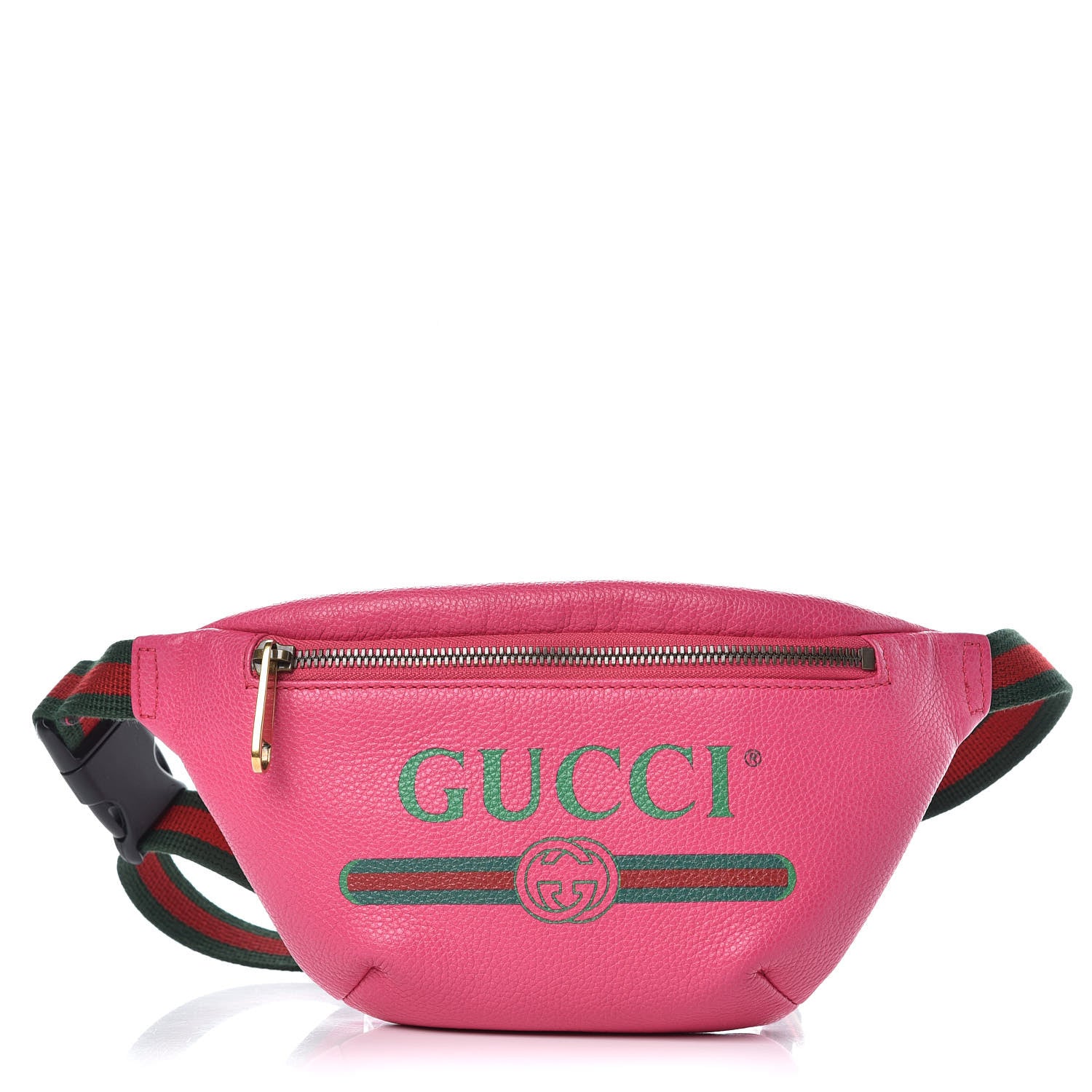 Gucci Grained Calfskin Small Logo Belt Bag Box Pink Green 1 of 10