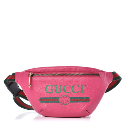 Gucci Grained Calfskin Small Logo Belt Bag Box Pink Green 1 of 10