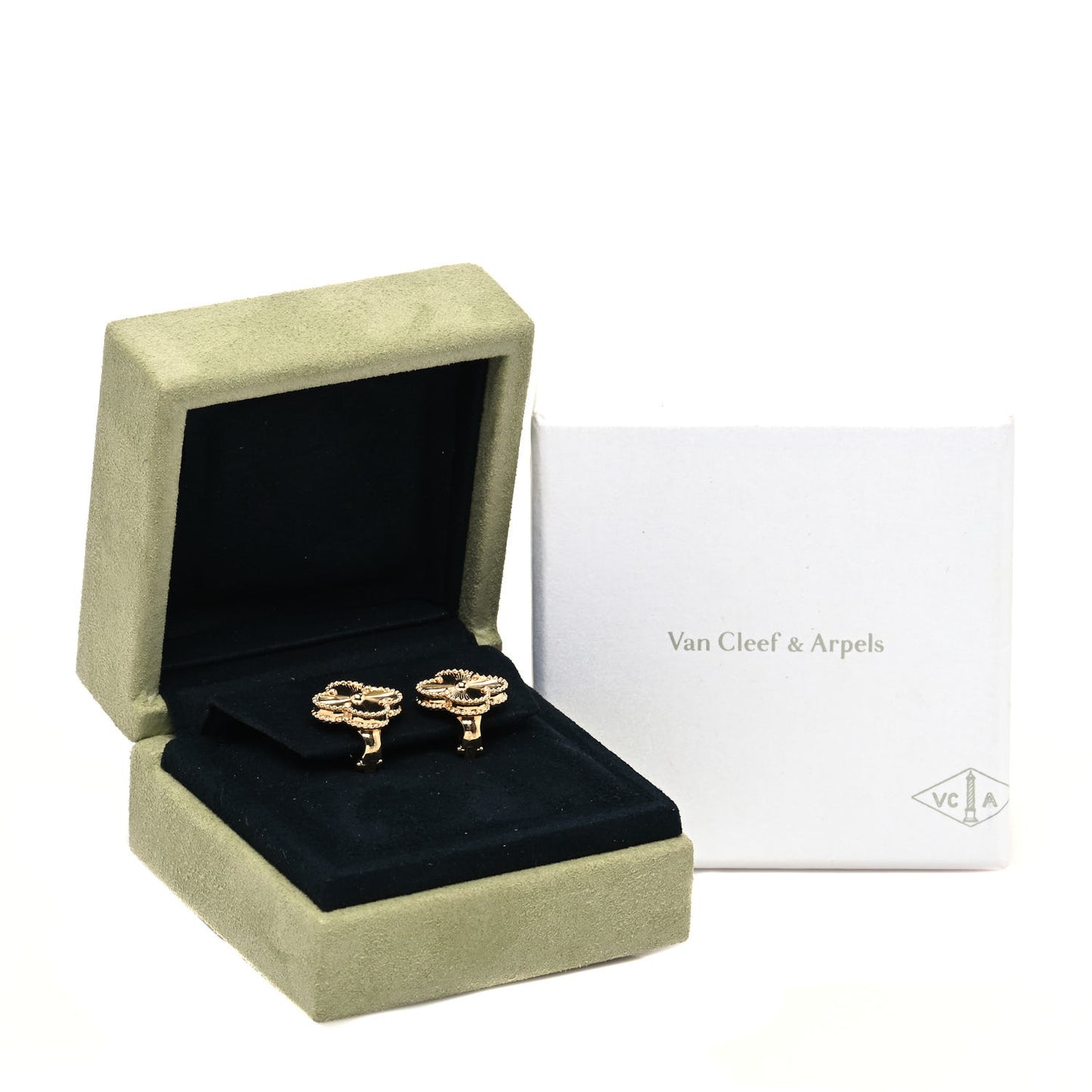 18K Yellow Gold Guilloche Vintage Alhambra Earrings
