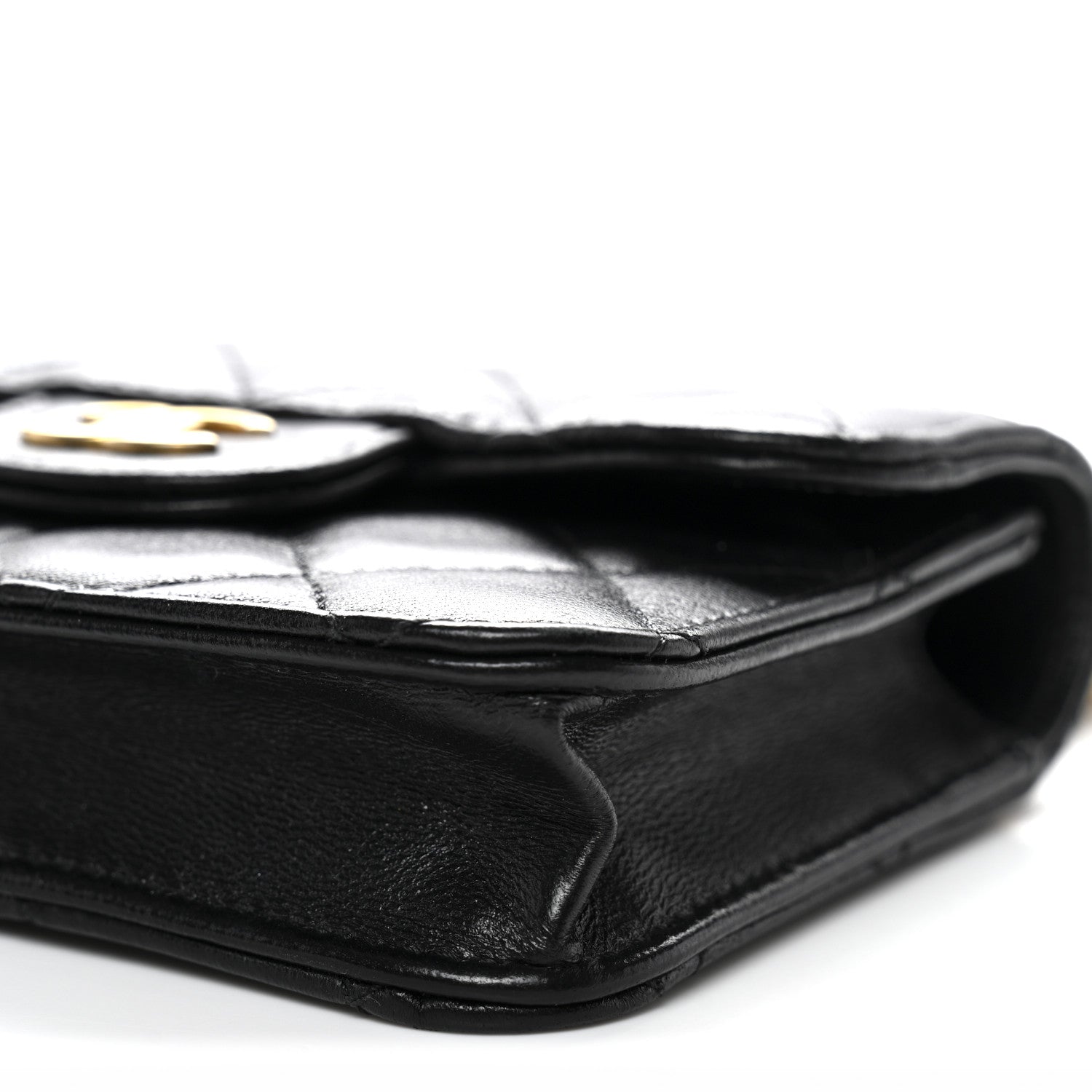 Chanel Lambskin Quilted Top Handle Flap Coin Purse With Chain Black 11 of 12