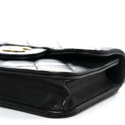 Chanel Lambskin Quilted Top Handle Flap Coin Purse With Chain Black 11 of 12