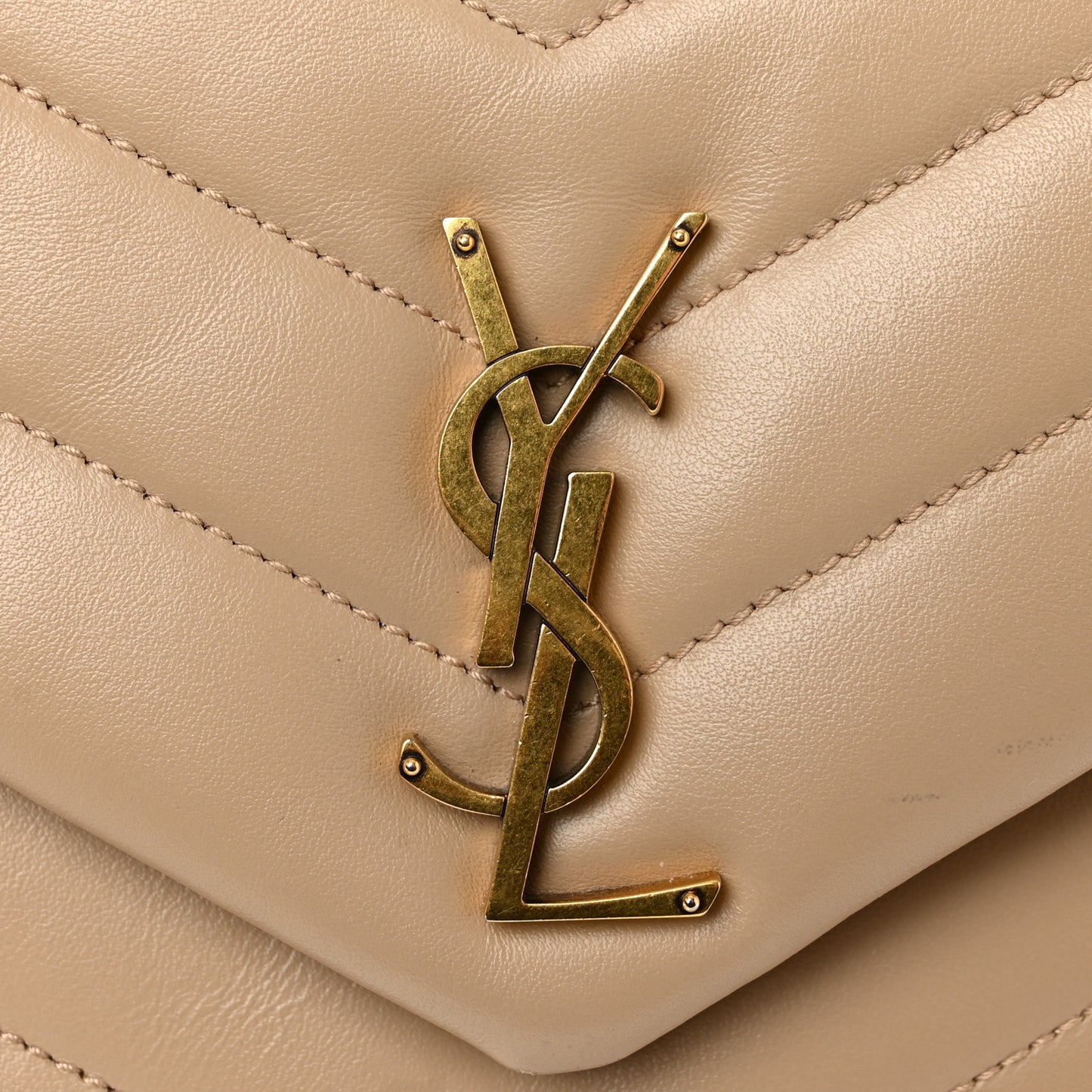 Calfskin Y Quilted Monogram Small Loulou Crossbody Bag Dark Beige