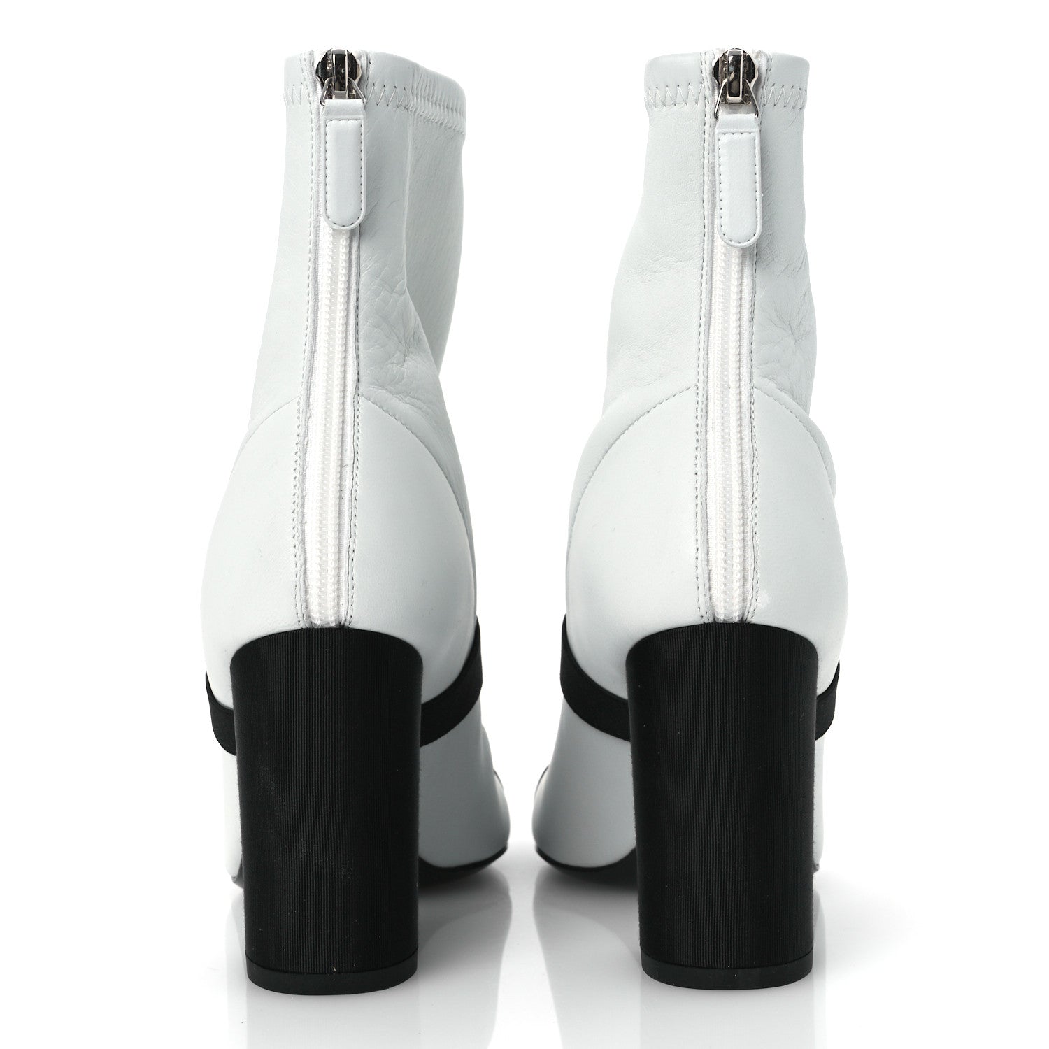 Chanel Stretch Lambskin Patent Calfskin Pearl CC Bow Cap Toe Short Boots 37 White Black 6 of 11