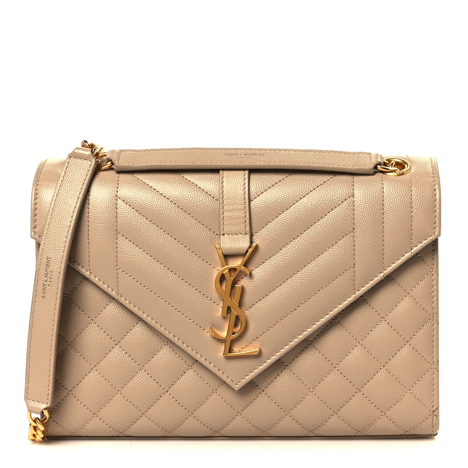 Saint Laurent Grain De Poudre Textured Mixed Matelasse Medium Triquilt Monogram Satchel Dark Latte 1 of 12