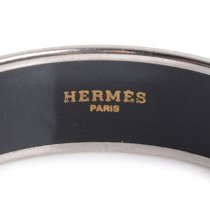 Hermes Enamel Printed Horses Wide Bracelet 70 Black 3 of 5